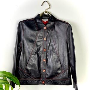 Vintage St. John Sport Marie Gray Leather Jacket